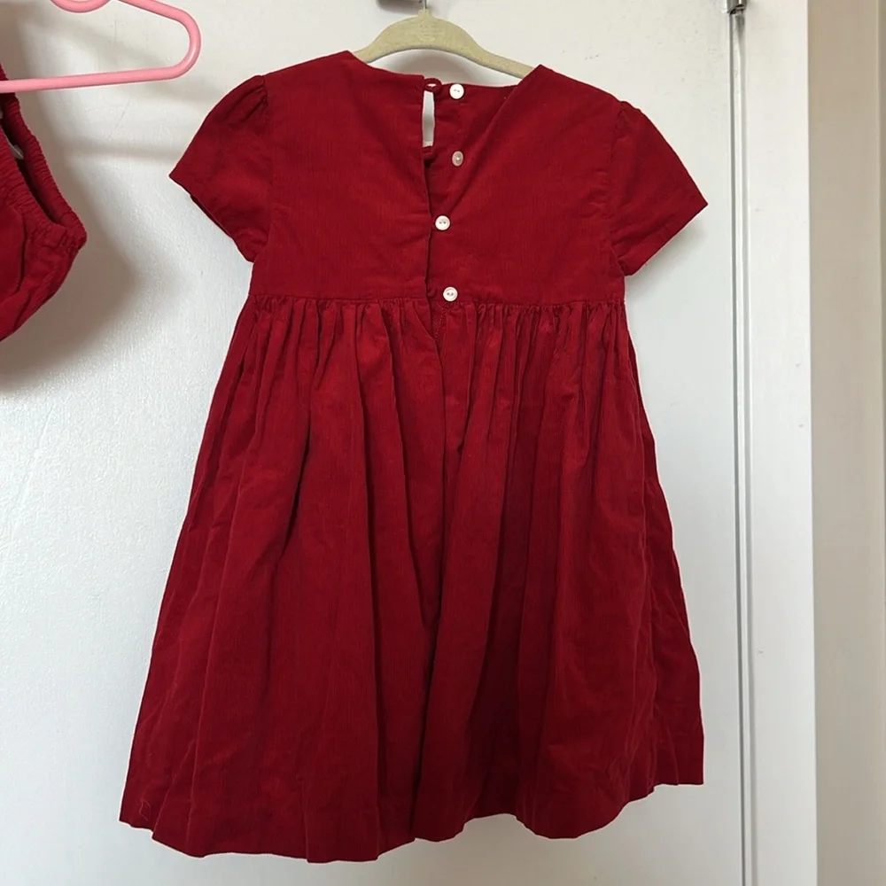 Ralph Lauren Red Velveteen Holiday Dress with Bloomer